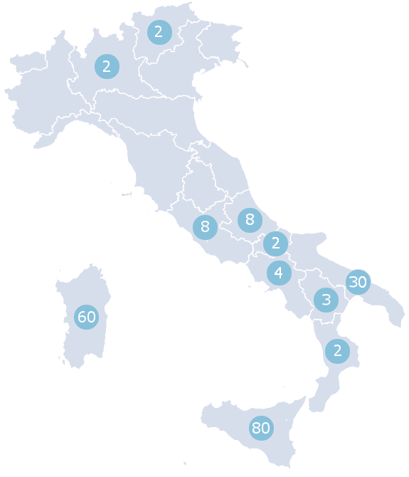 Clicca sui cerchi per avere informazioni dettagliate sulla regione selezionata